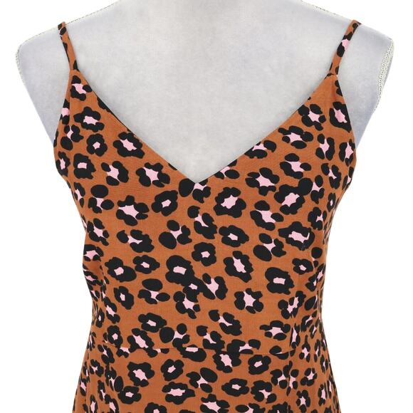 Sanctuary Slip Dress Womens 2 Brown Pink Animal Print Lined Mob Wife Resort New - Picture 9 of 16
